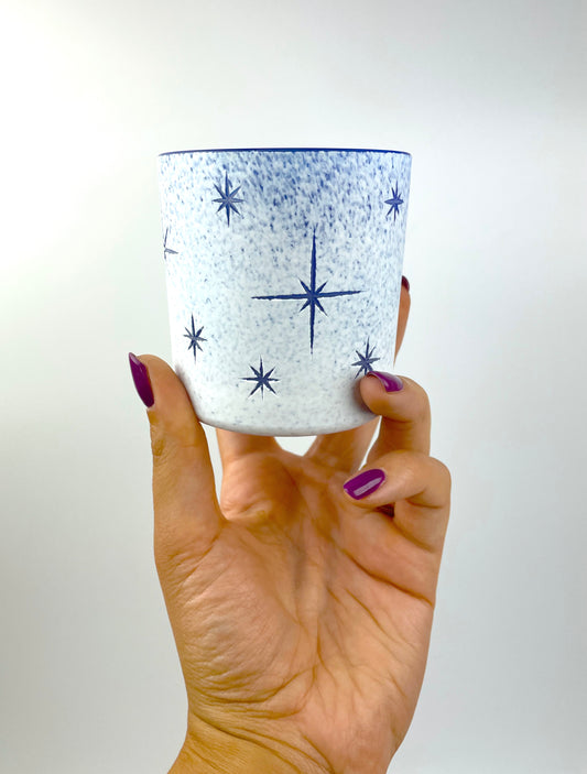 Carved Old Fashioned glass - Blue Stars