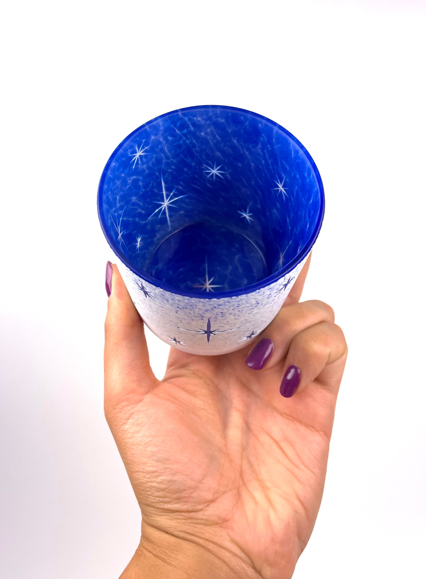 Carved Old Fashioned glass - Blue Stars