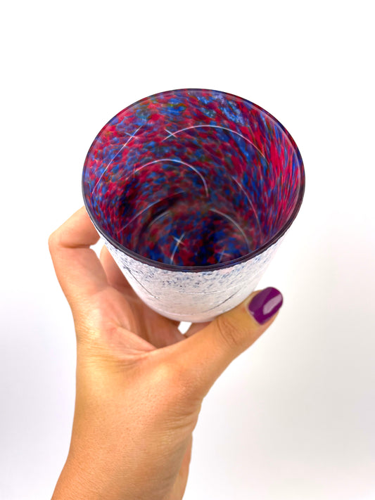 Carved Old Fashioned glass - Purple & Blue Shooting Stars