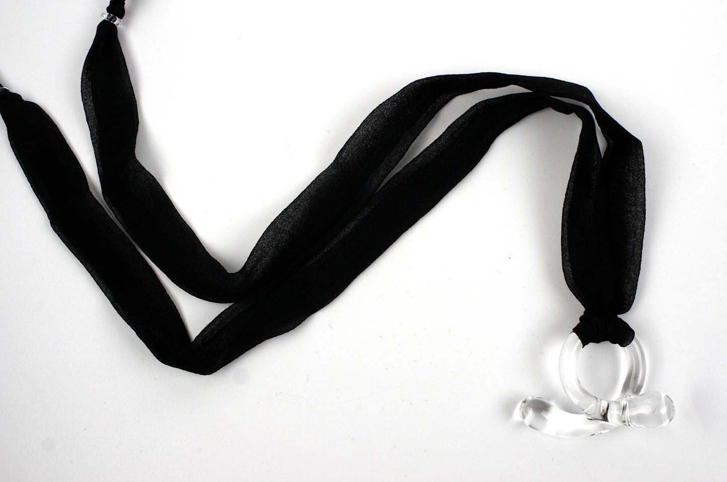 Knotty Pendant - Clear on Black Silk