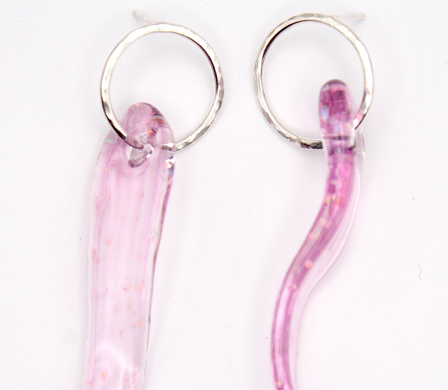 Whisper Earrings in Amethyst Glass with Encased Opals