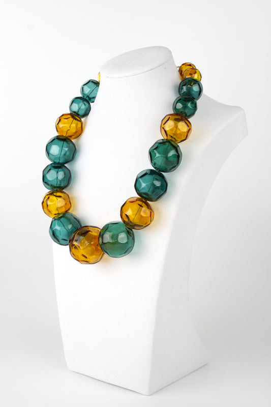Teal and Amber - Gem Necklace