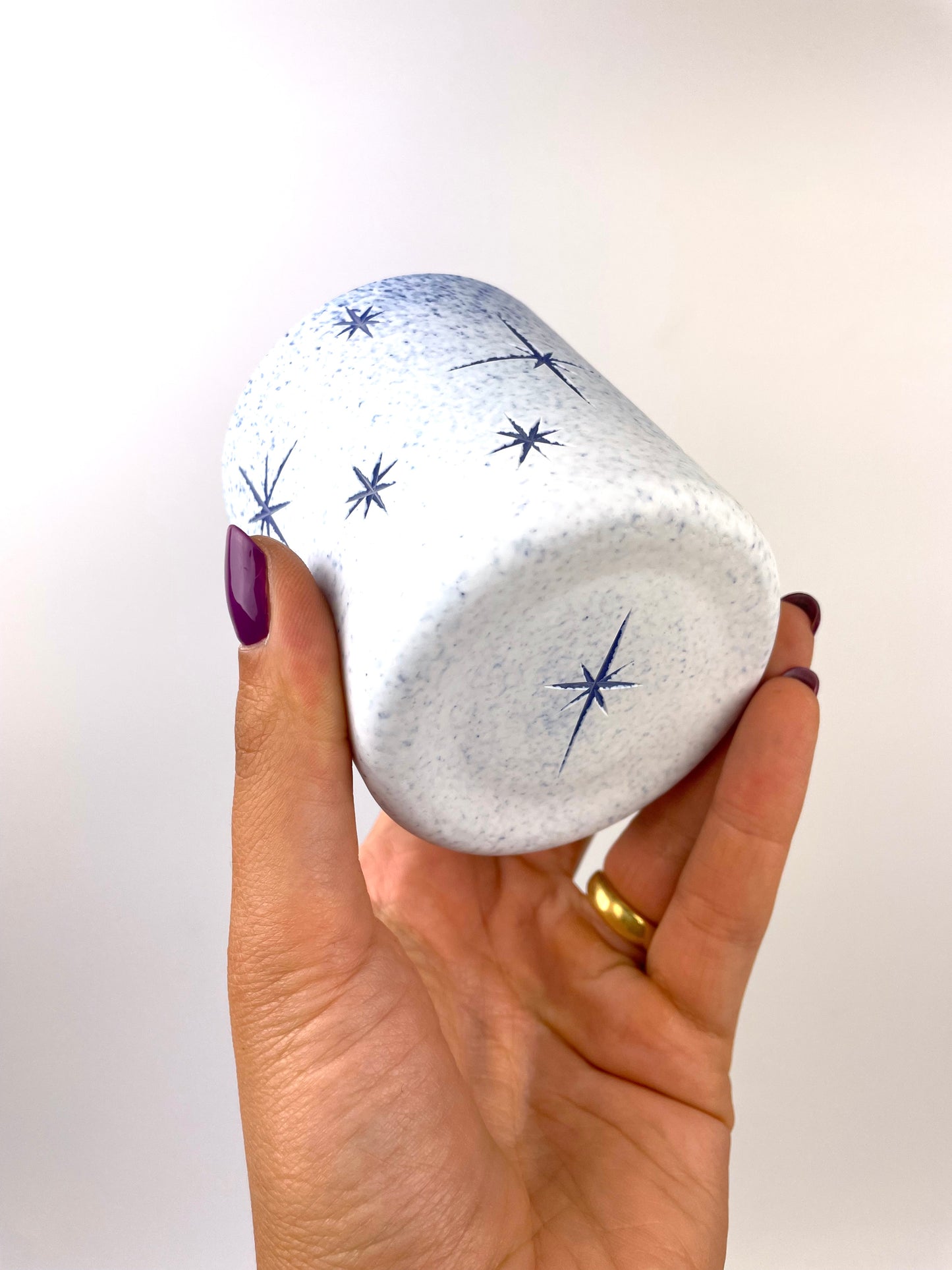 Carved Old Fashioned glass - Blue Stars