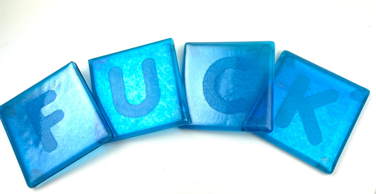 Iridescent FUCK Coasters (set of 4)