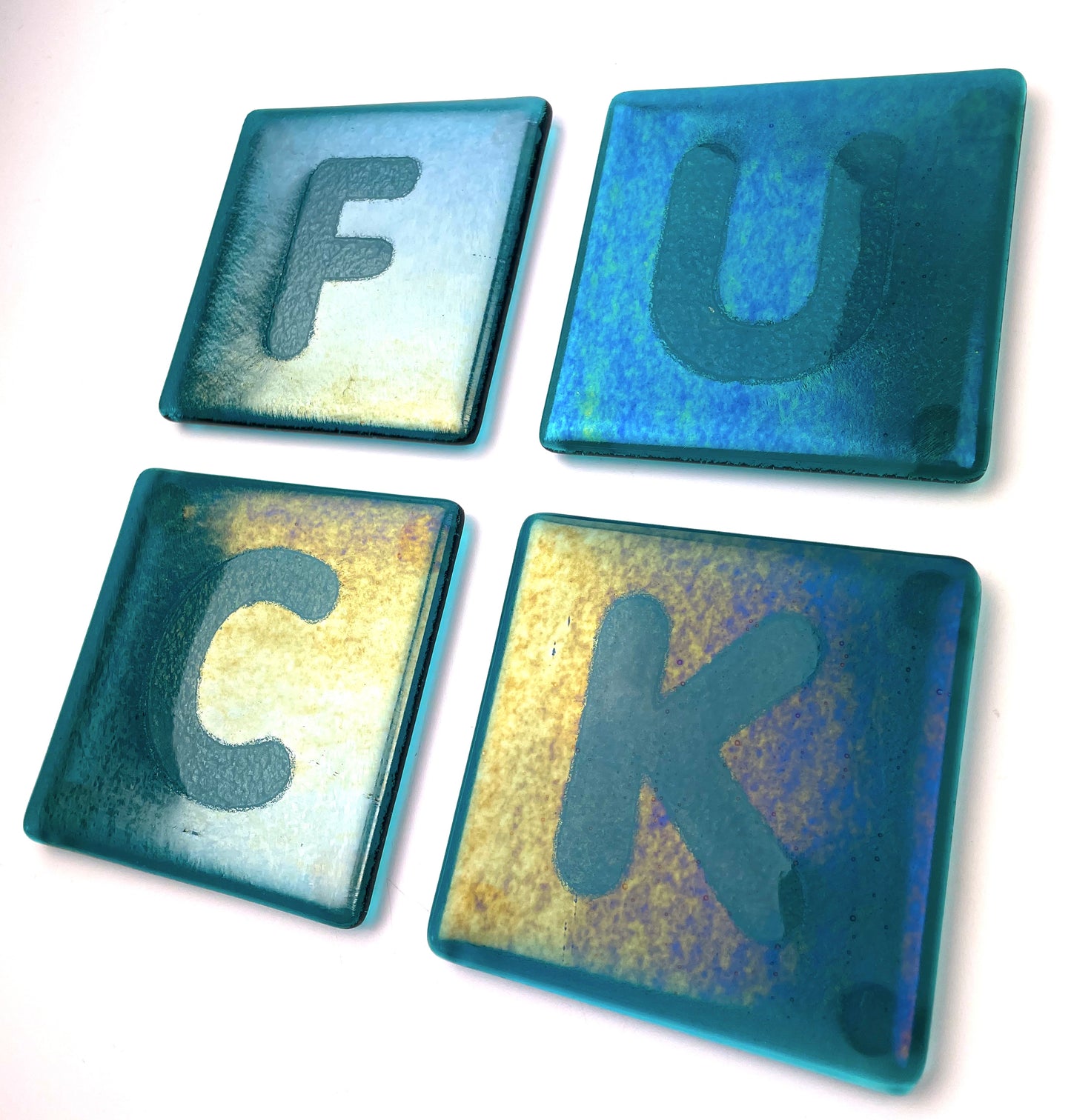 Iridescent FUCK Coasters (set of 4)