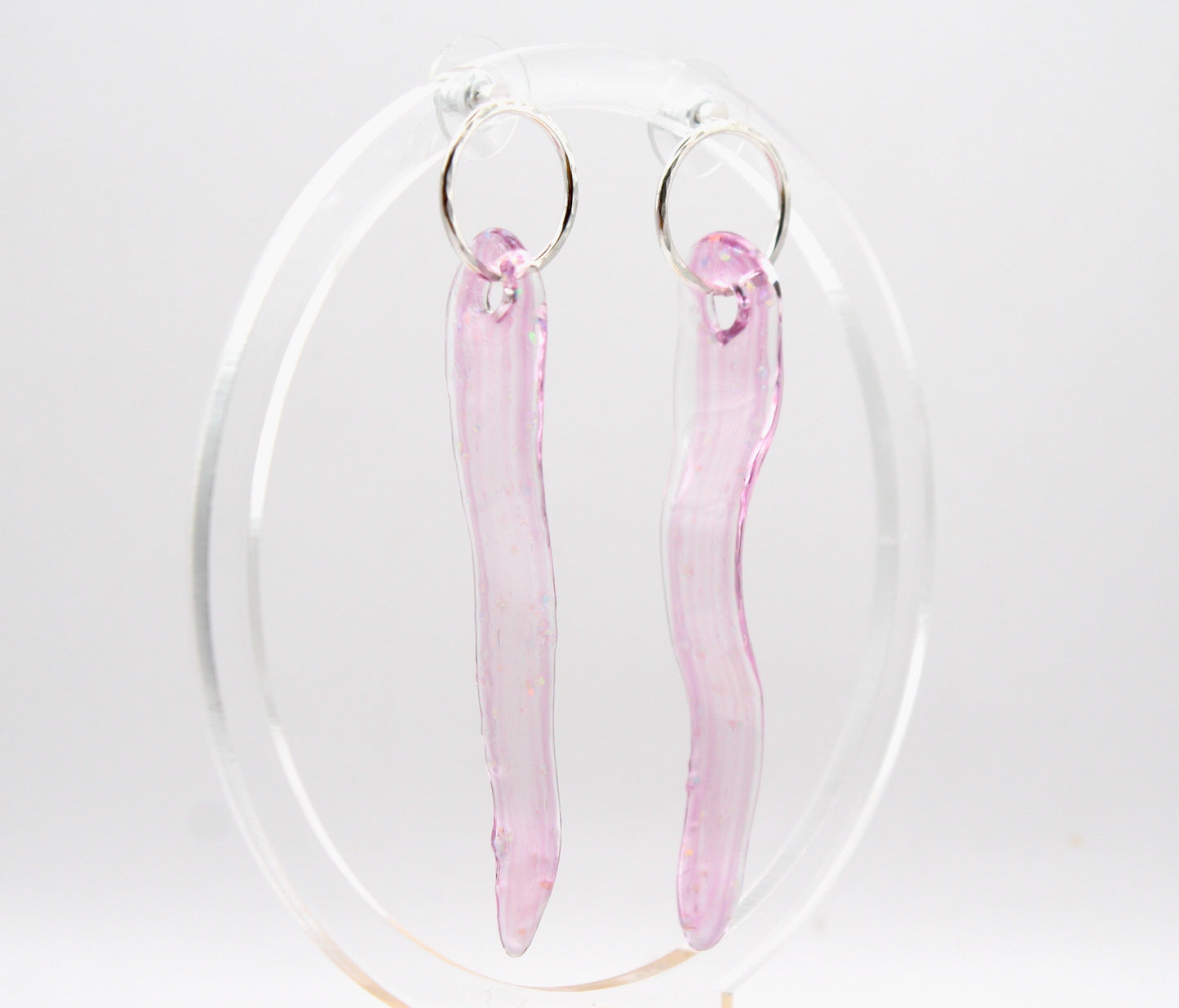 Whisper Earrings in Amethyst Glass with Encased Opals