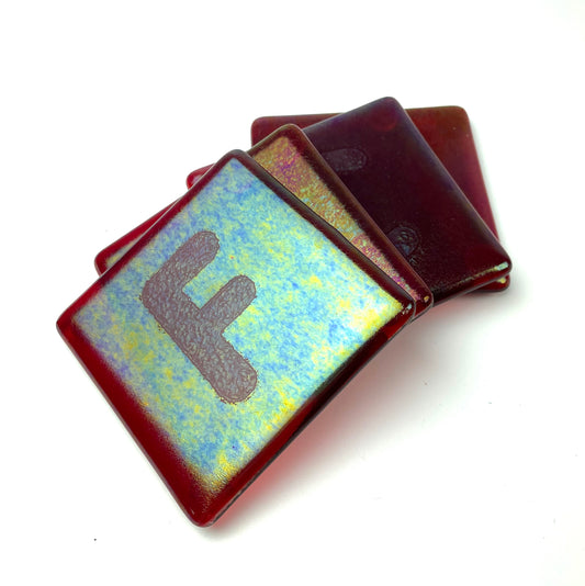 Iridescent Red FUCK Coasters (set of 4)