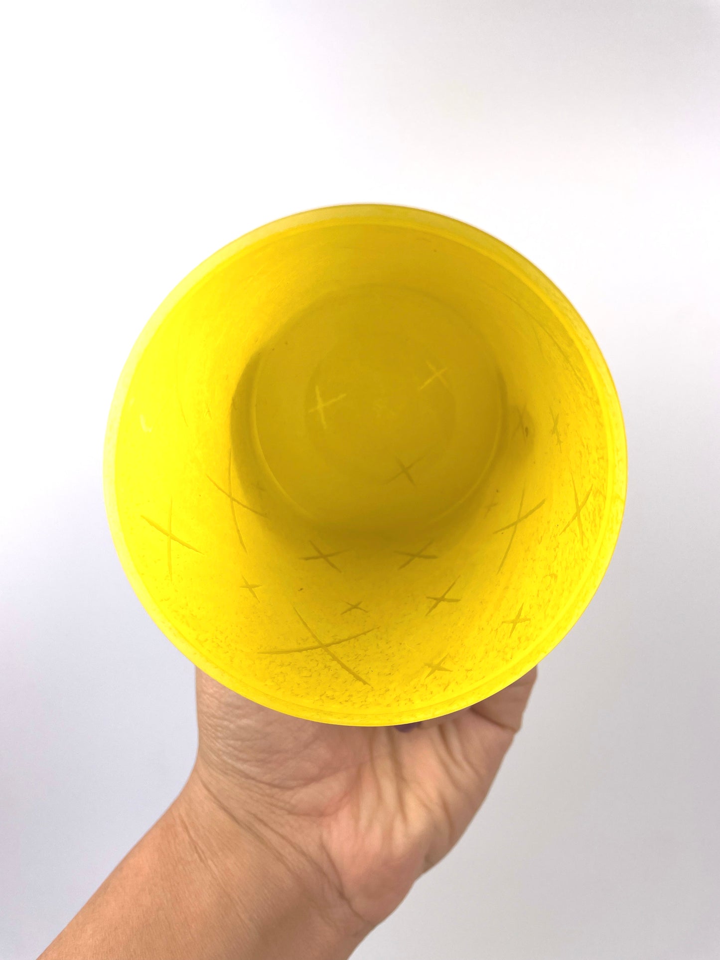 Carved Old Fashioned glass - Yellow Xs
