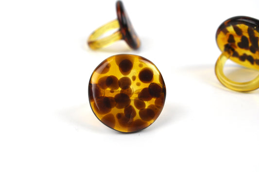 Tortoise Shell Coin Ring - Size 7.5