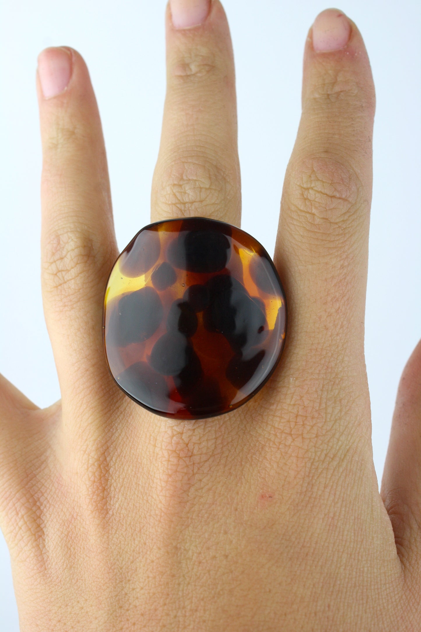 Tortoise Shell Coin Ring - Size 11
