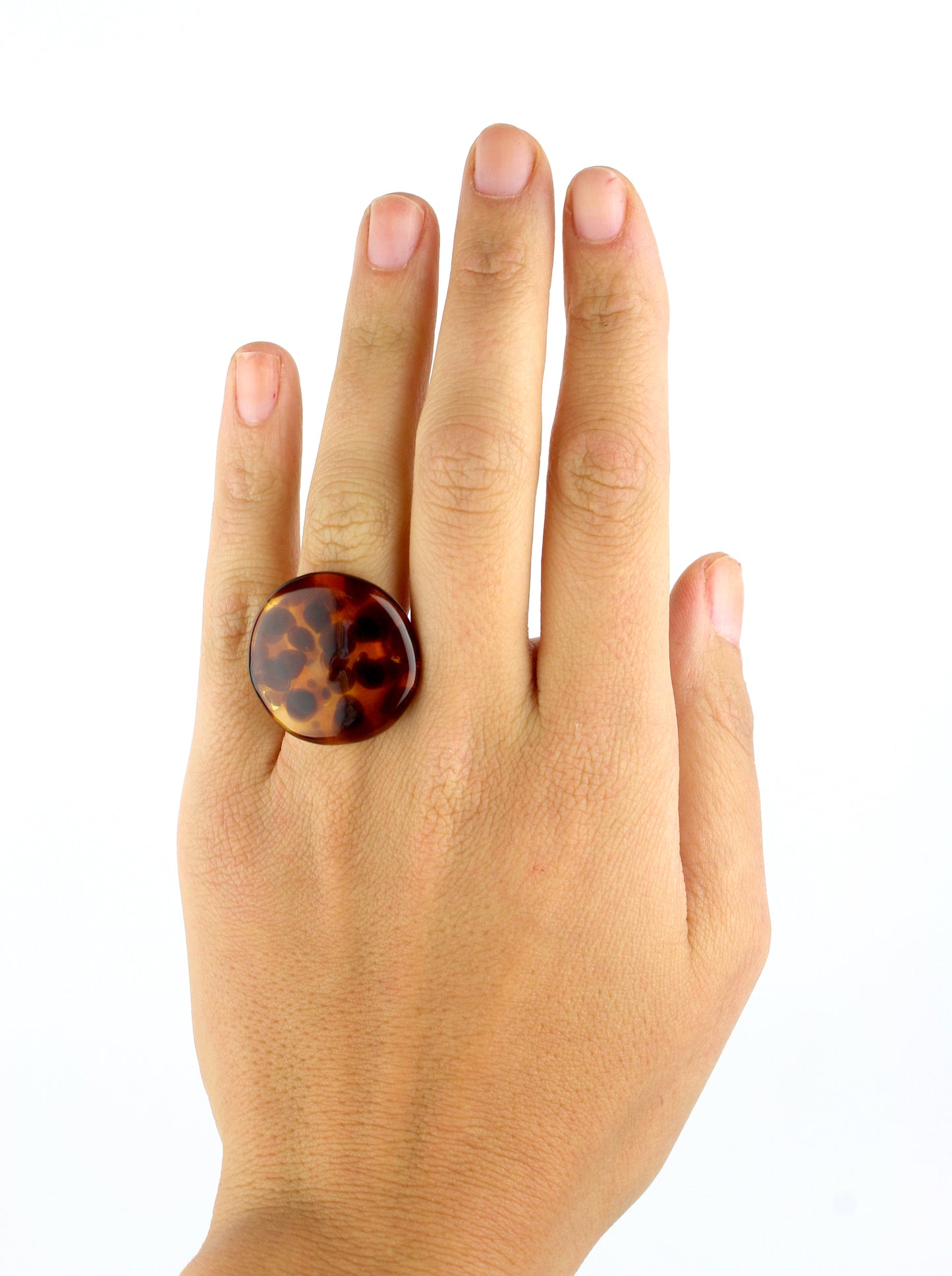 Tortoise Shell Coin Ring - Size 7