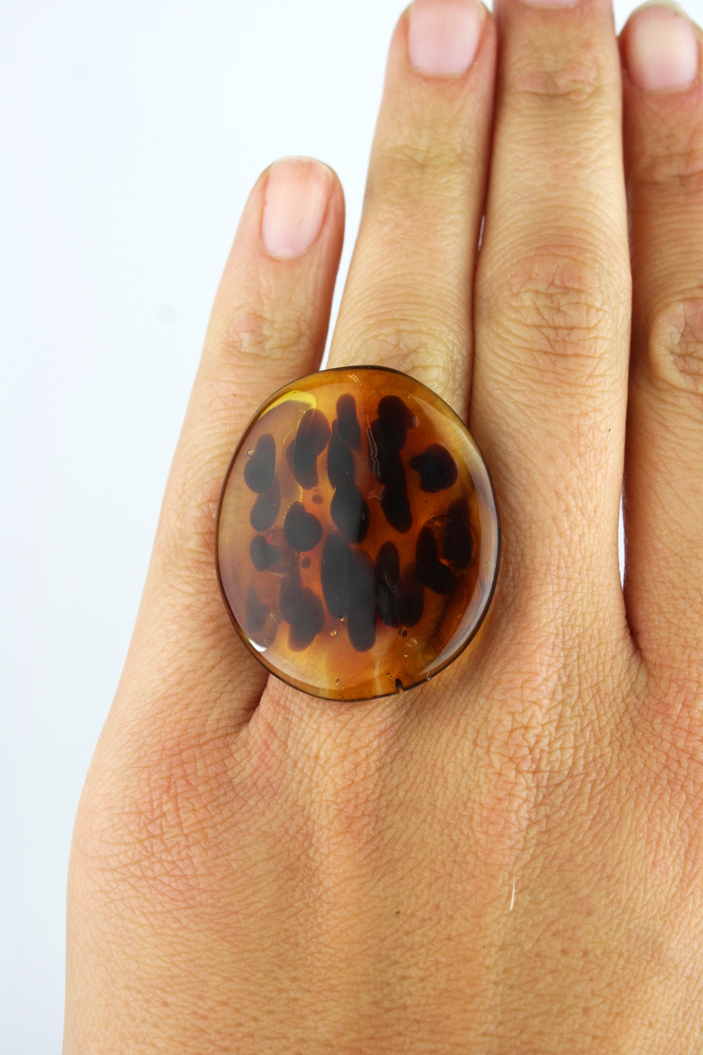Tortoise Shell Coin Ring - Size 7